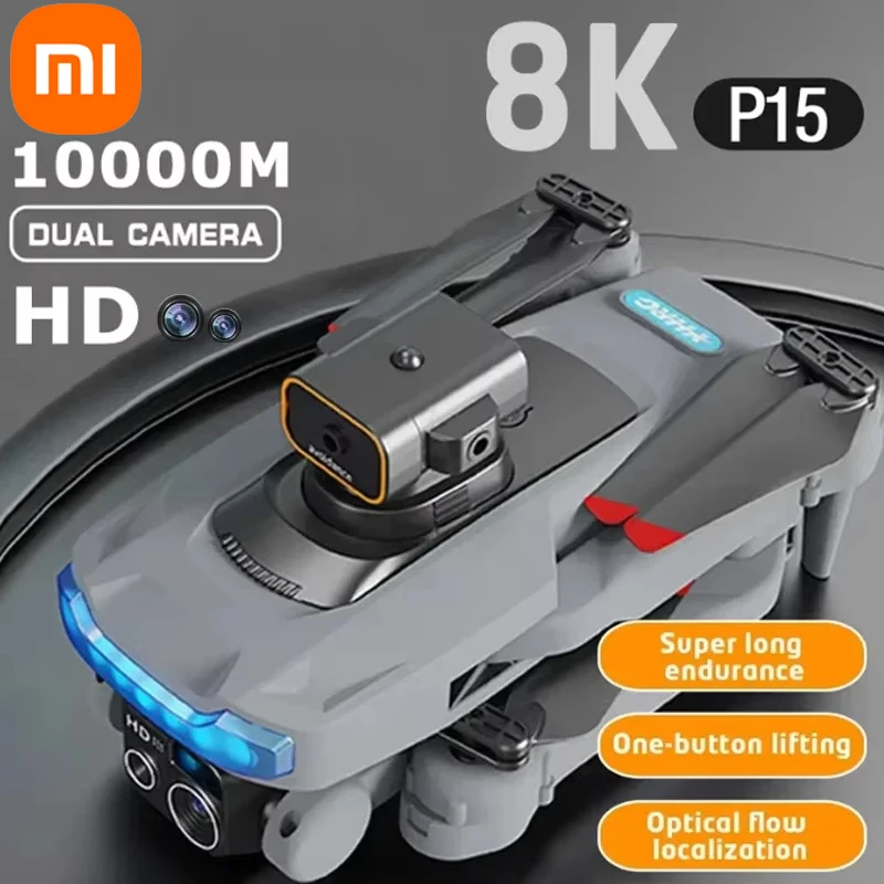 Xiaomi P15 Drone 4K profesjonalna kamera 8K GPS HD fotografia lotnicza podwójny aparat dookólny dron unikania przeszkód