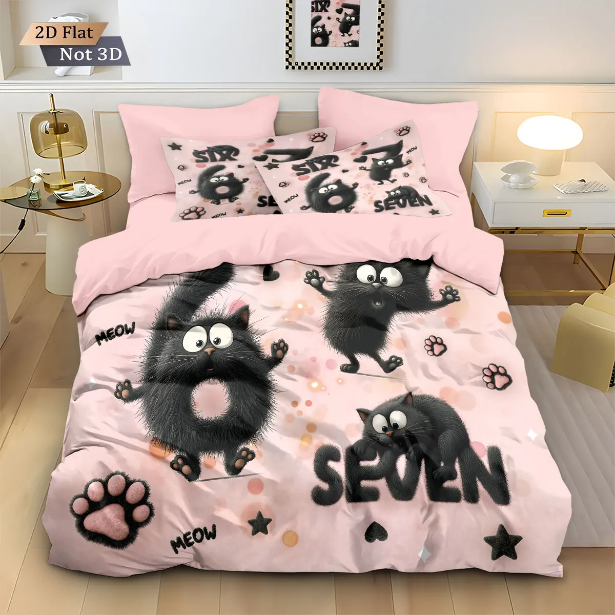 3pcs Valentine's Day Abstract Number 67 Element Printed Core less Down Duvet Cover Set, Multi Size Bedding Holiday Decoration