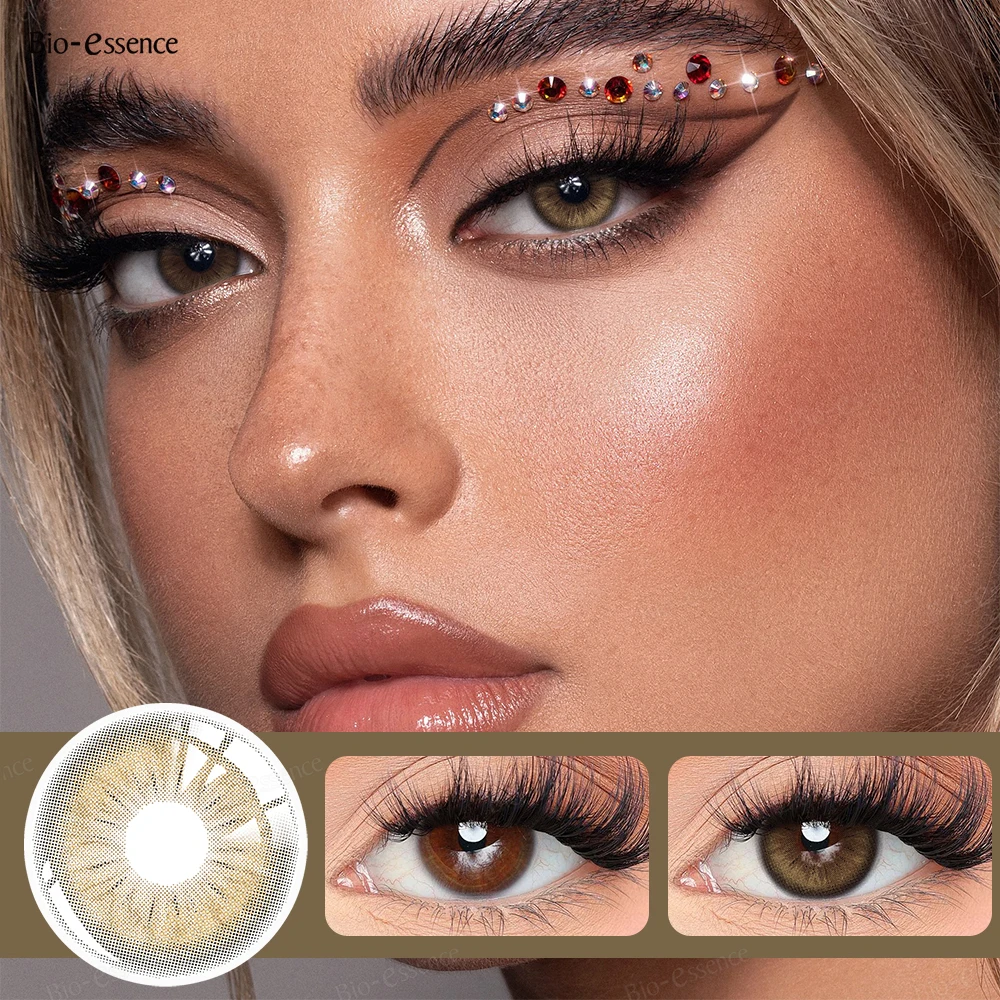 Bio-essense Kontaktlinsen für Augen, natürliche Schönheit, Schüler, Augenlinsen, koreanische braune Kontakte, 2 Stück, 1 Jahr, modisch, grün, Pupillentes – Detail 14