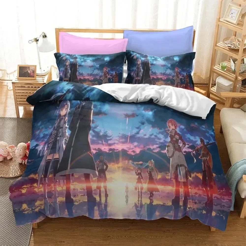 Anime Sword Art Online Duvet Cover Pillowcase Bedding Set Double Twin Full Queen King Adult Kids Bedclothes Quilt Cover