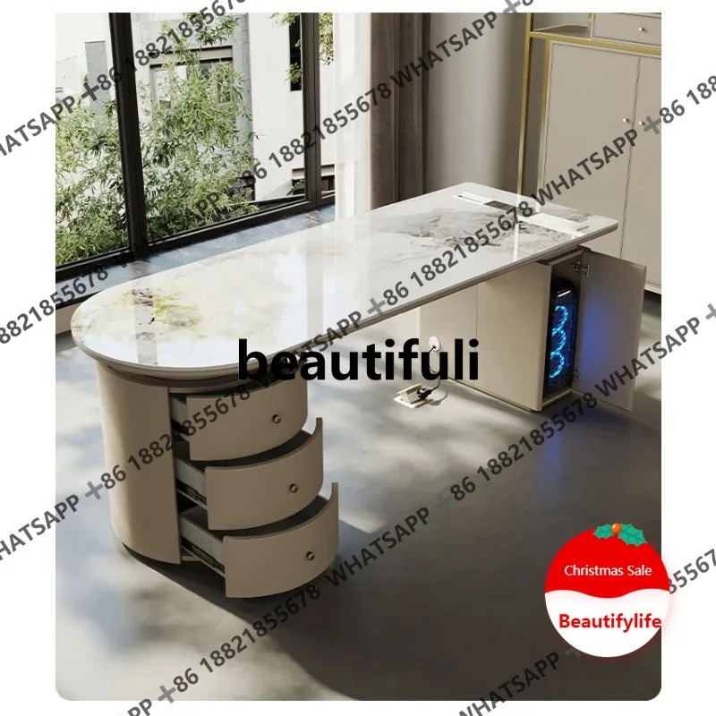 

Minimalist desk light luxury Italian rock slab computer modern simplicity