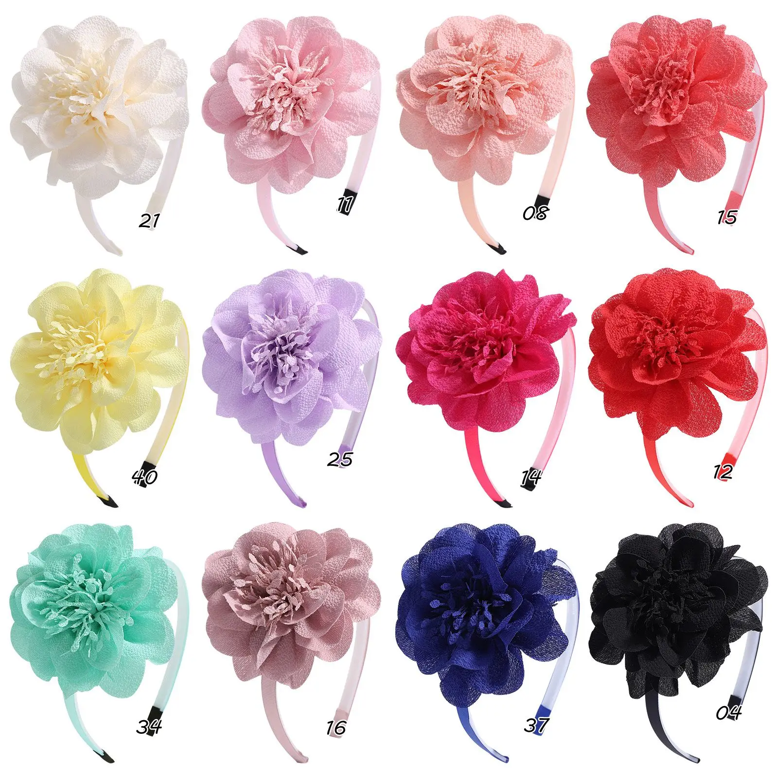 12Colors Solid Flower Hairbands For Sweet Girls Princess Ribbon Hair Hoop Headband DIY Headwear Kids Hair Accessories Hair Bands