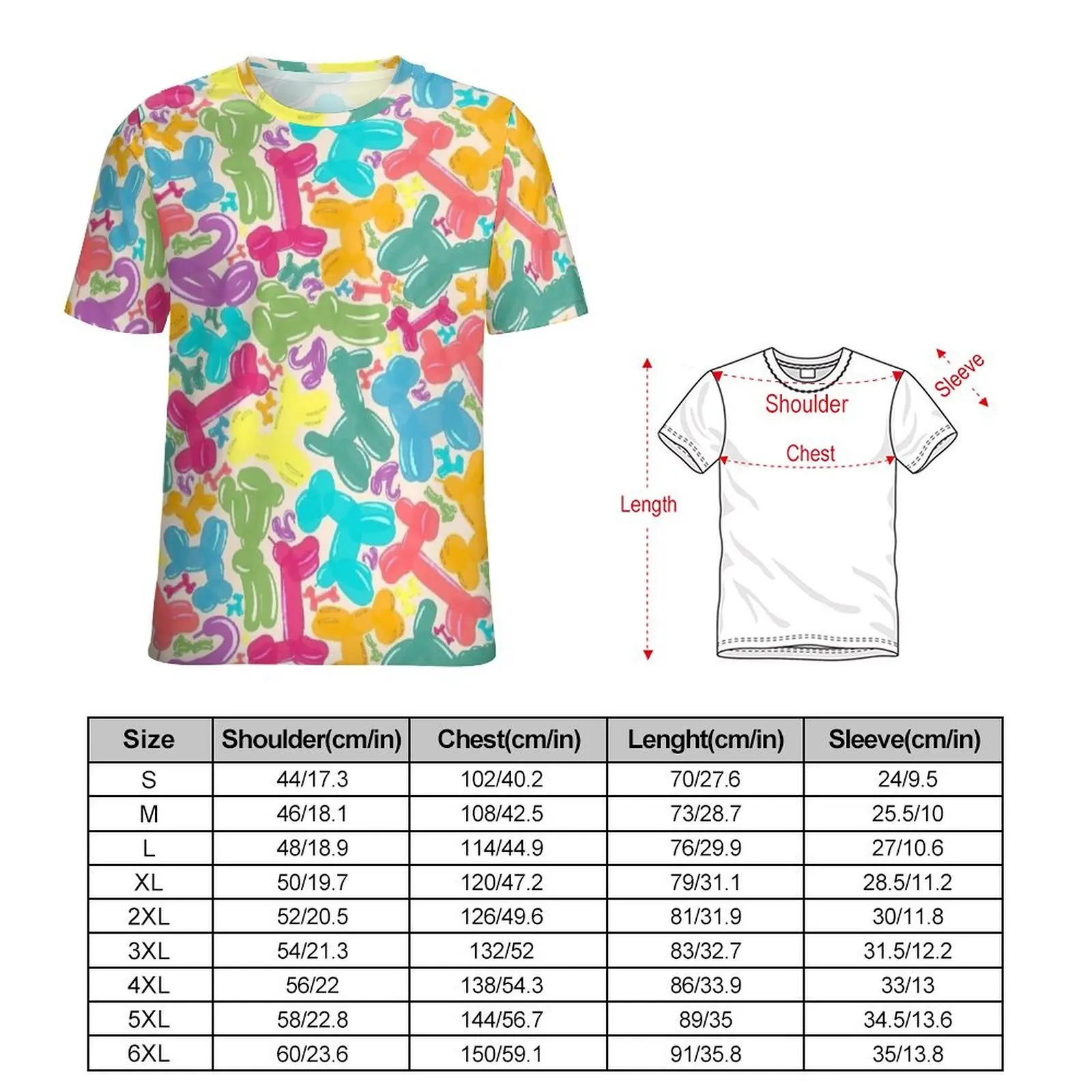 Bright Balloon Dog Cream Print T Shirt  Vintage T Shirts Men Awesome Tshirt Summer Short Sleeves Design Tees Large Size