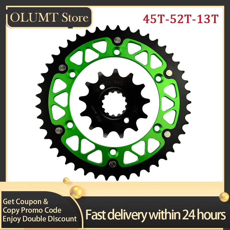 

Motorcycle 520 45T-52T 13T Front Rear Sprocket For KAWASAKI KLX 250 SDF SEF KLX250S KLX250 S