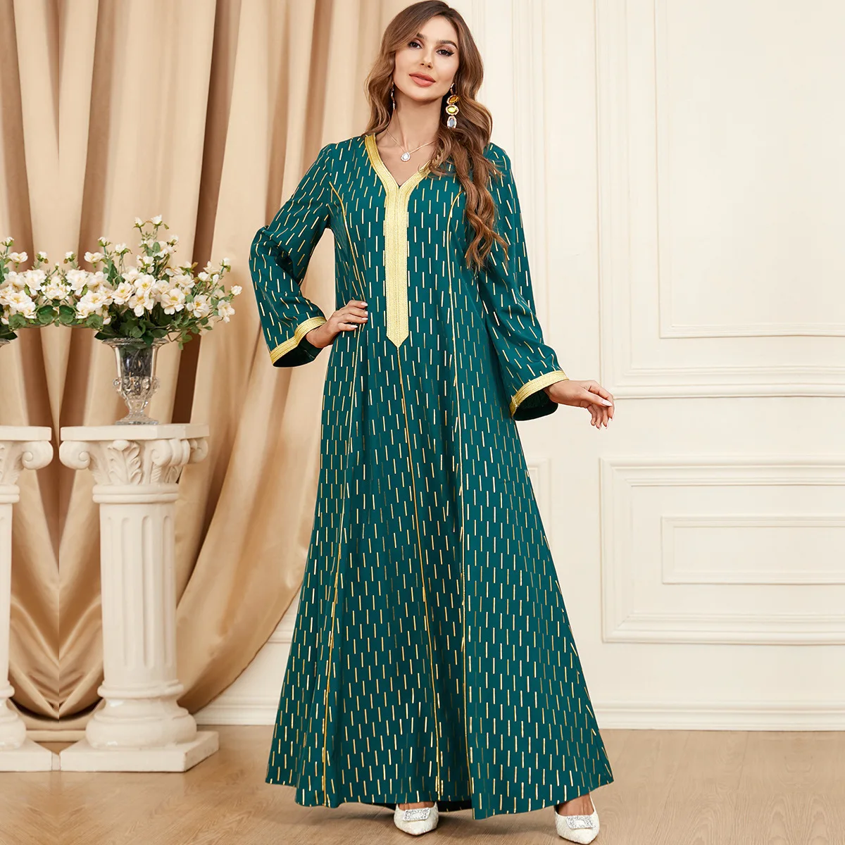 3404 Arabian robe women's fashion splicing abaya long-sleeved dress women's spring dress