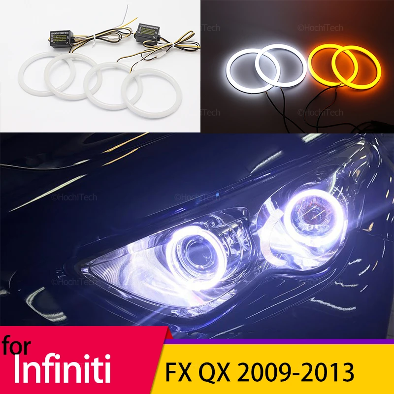 

White Yellow Halo Ring Angel Eyes Turn Signal Switchback Cotton LED Tuning Light for Infiniti FX QX70 FX35 FX37 FX50 2009-2013