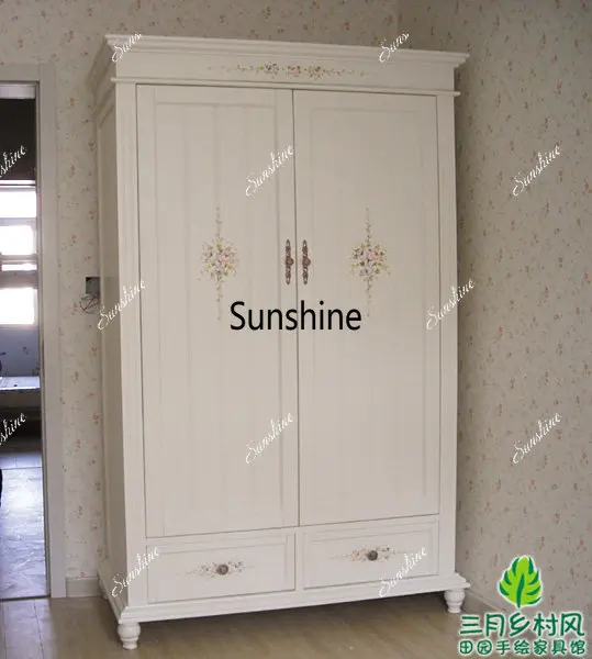 European solid wood classic hand-painted furniture painted large wardrobe