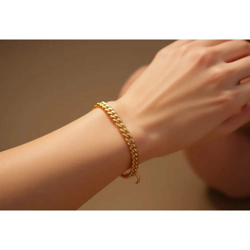 

Позолоченный 18-каратным золотом браслет-цепочка из стерлингового серебра 925 пробы с кубинским плетением и алмазной огранкой 5 мм для мужчин и женщин
