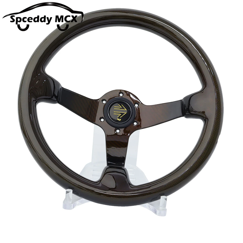 Spceddy MCX Racing Full Carbon Fiber Steering Wheel 14inch 350mm Deep Dish Motorsports Dirft Competitive Spirit For LOGO