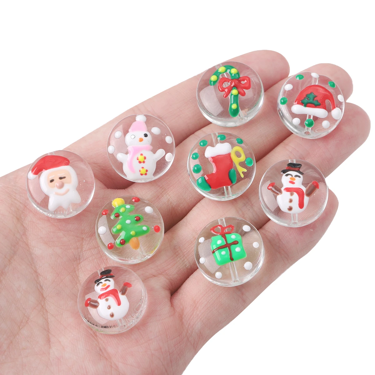 

Christmas Lampwork Glass Beads Santa Claus Xmas Tree Loose Spacer Beads For Jewelry Making Diy Bracelets Necklace Accessories