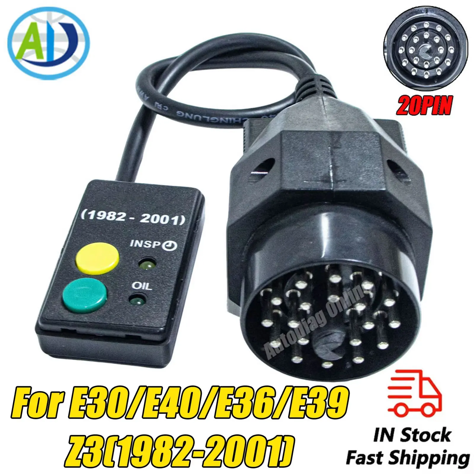 Oil Service Reset For 20Pin OBD2 Diagnostic Scan Tool For E30 E34 E36 E39 Z3 1982-2001 OBDII Oil Service Reset Tool Auto Scanner