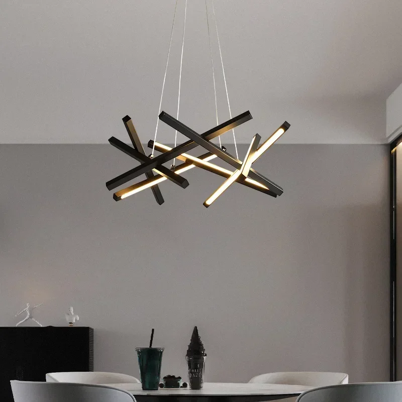 Imagem -03 - Modern Minimalism Long Strip Led Chandelier Iluminação Living Dining Room Pendant Lights Home Decor Quarto Pendurado Lâmpada