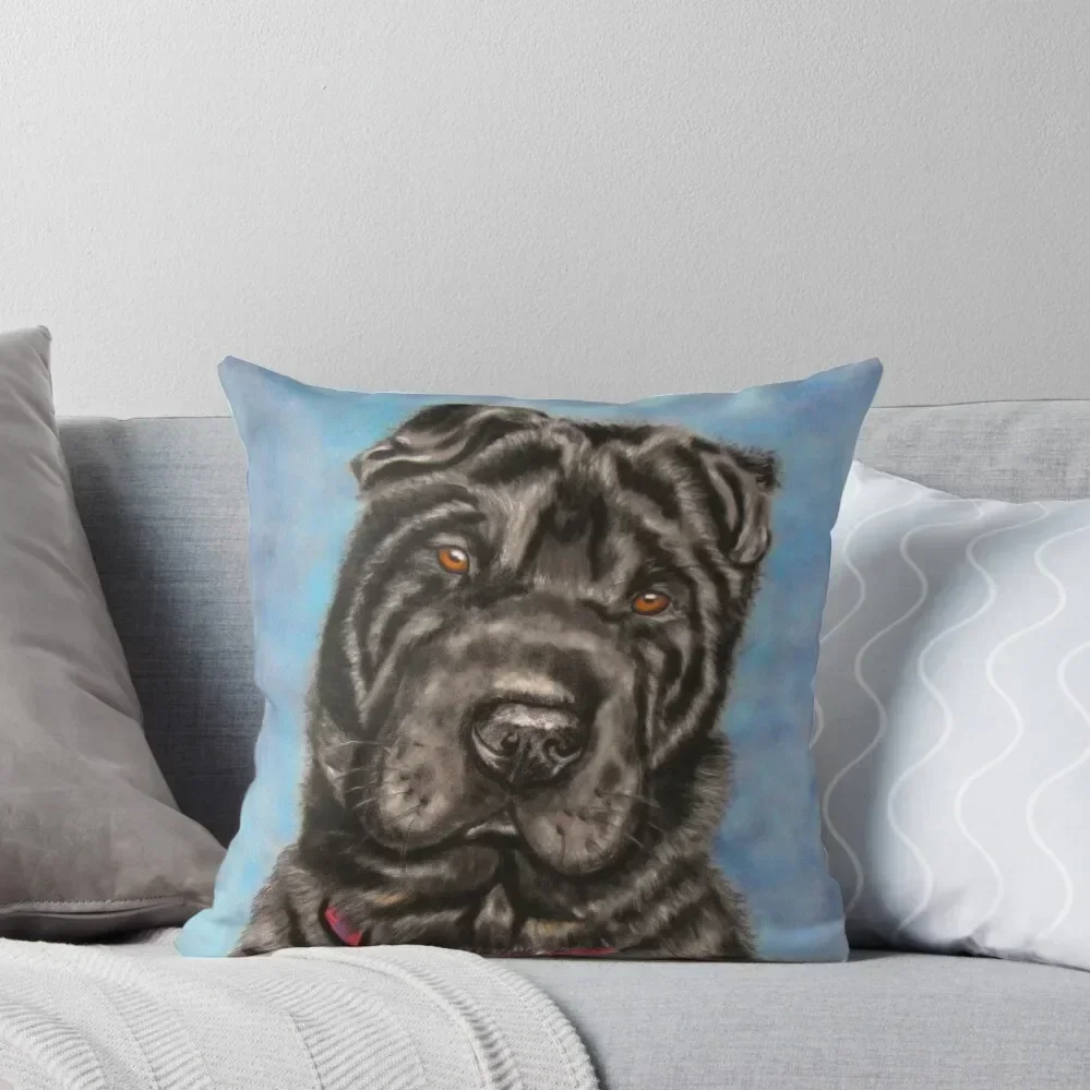

Tia' - Shar-Pei Dog painting Throw Pillow Cusions Cover Decorative Sofa Cushions Decorative Cover For Living Room pillow