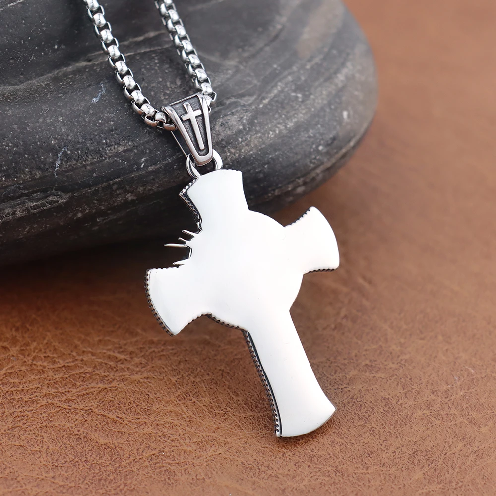 Fashion Simple INRI Jesus Cross Religon Pendant Stainless Steel Christianity Men Women Prayer Amulet Necklace Jewelry Wholesale