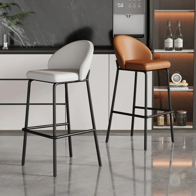 

Modern Simple Designer Bar Chair High Scandinavian Stool for Coffee Shop Home Island Kitchen Outdoor Hotel Restaurant Metal PU