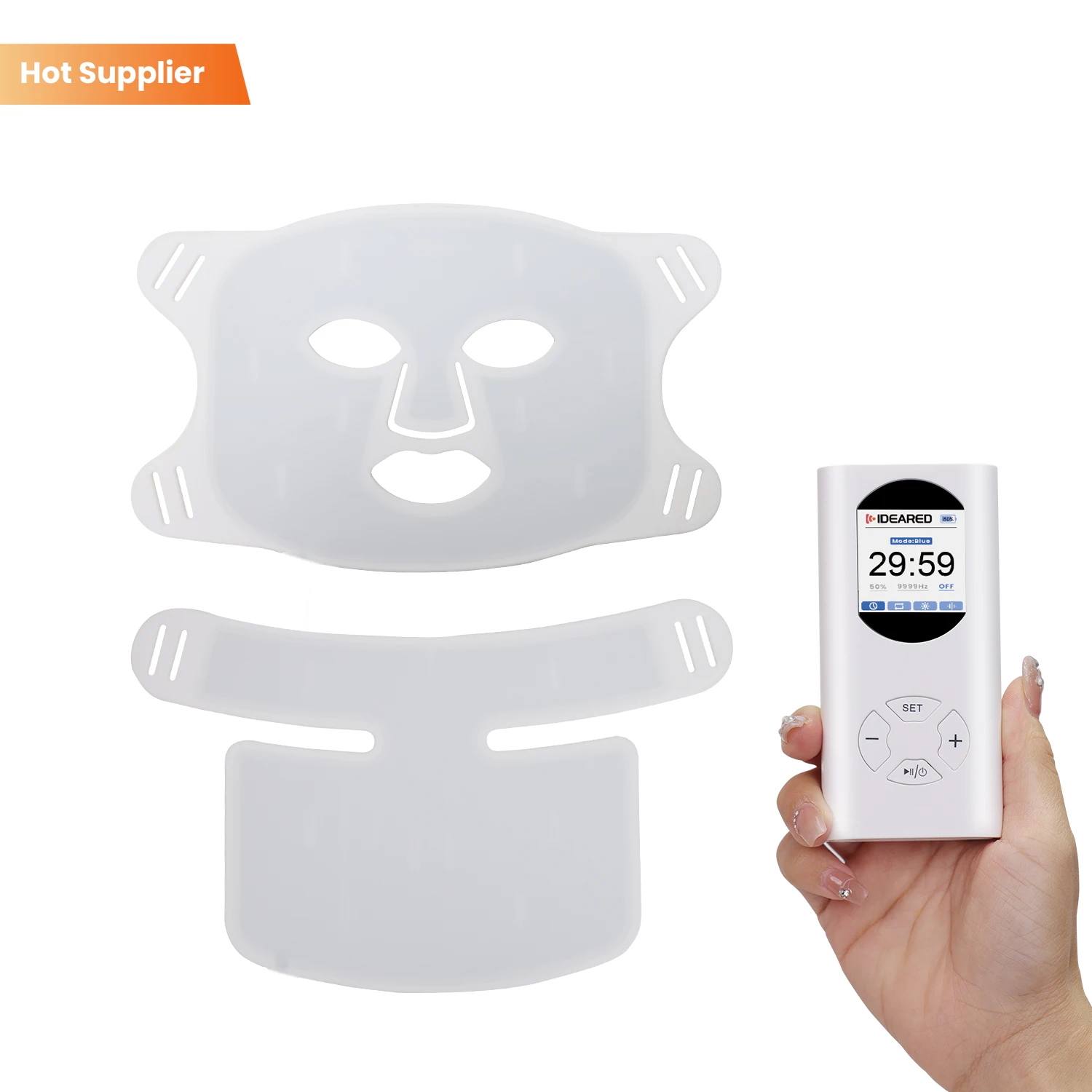 Red Led Light Mask Silicone 630nm Blue Color Infra Led Face Mask Red Light Therapy Device for -wrinkle Mode and -acne