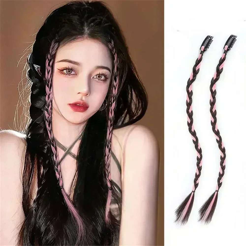 1 pz stile coreano hip-hop freddo sintetico coda di cavallo treccia parrucca con clip BB dolce ragazza evidenzia twist hairwear accessori donna