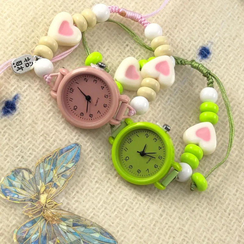 Fashion Dopamine Bracelet Watch Beaded Adjustable Star Heart Chain Watch Pendant Quartz Watches Women Girls Gifts Reloj Mujer