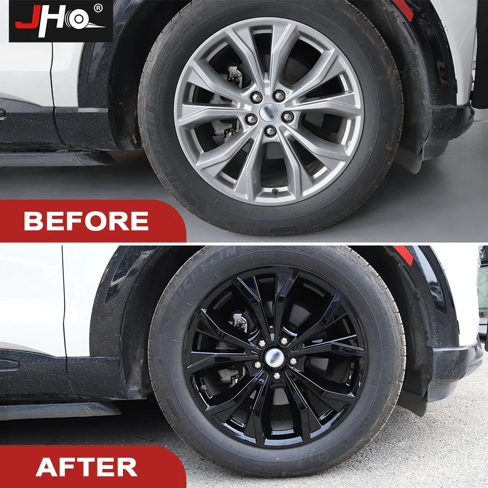 JHO  4 x Full Set 20‘’ Wheel Hubcaps Cover Glossy Black Fit for Ford Explorer 2021 2022 Car Accessories