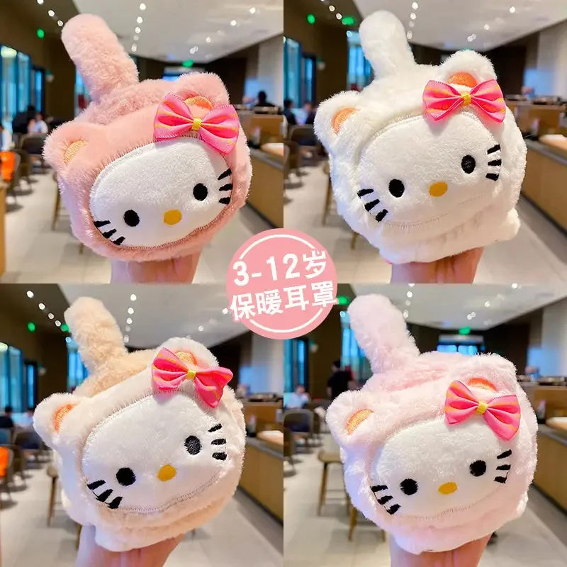 

Sanrioed Hello Kittys Ear Warmers Girly Heart Kawaii Autumn and Winter Windproof Plus Velvet Ear Protection Warm Earmuffs Gifts