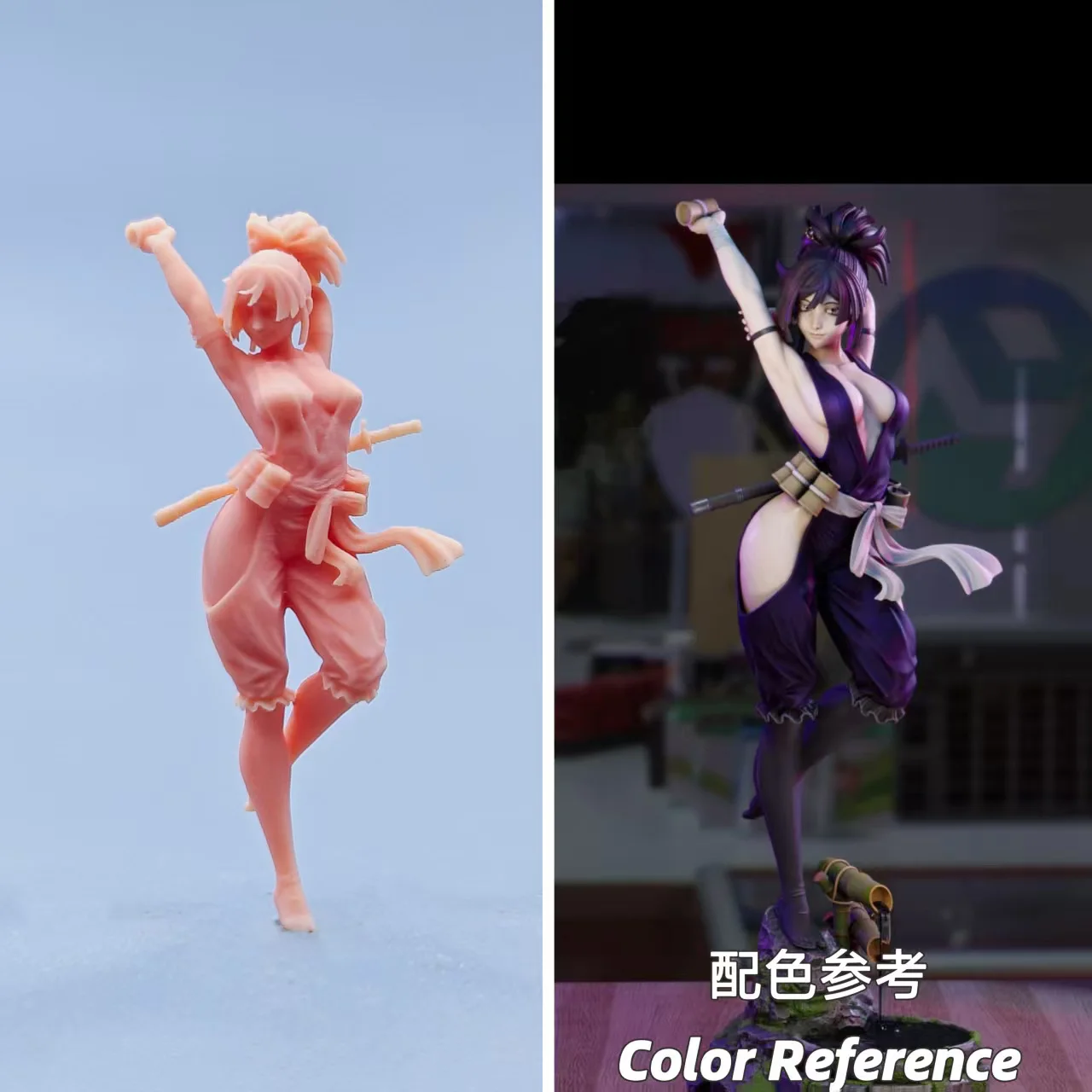 1/64 1/43 تماثيل مقياس نموذج الراتنج الجحيم الجنة Yuzuriha غير ملونة المنمنمات ديوراما رسمت باليد D715 D717