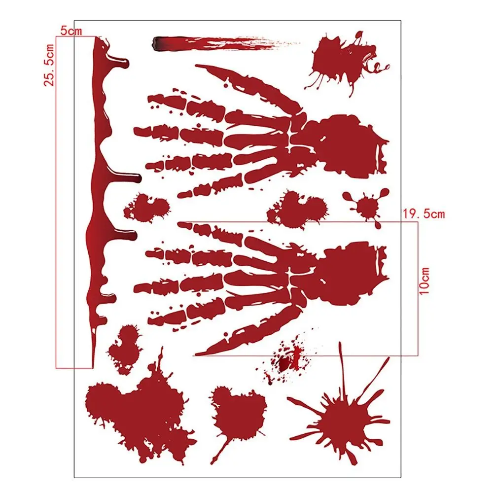 Bloody Handprint Footprint Halloween Decorative Stickers Skull Pattern Waterproof Static Cling Decal Multicolor Scene Ornament view 6