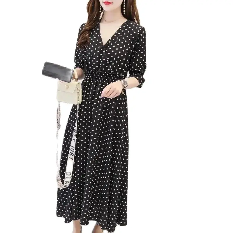 

Summer Fashion Chiffon Floral Dress High Waist Loose 2023 New Waist Slimming Leisure Temperament In The Long Skirt Female Tide