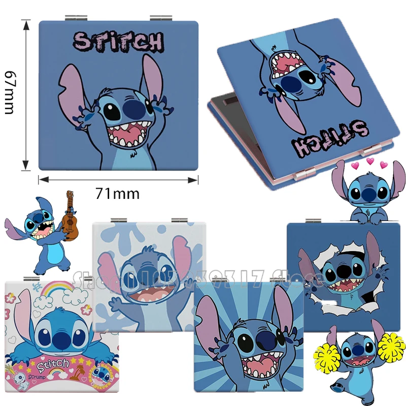 Kawaii Disney Lilo & Stitch Mirror Anime Cartoon Print Cute Portable Folding Small Mirror Makeup Tool Girl Birthday Gift