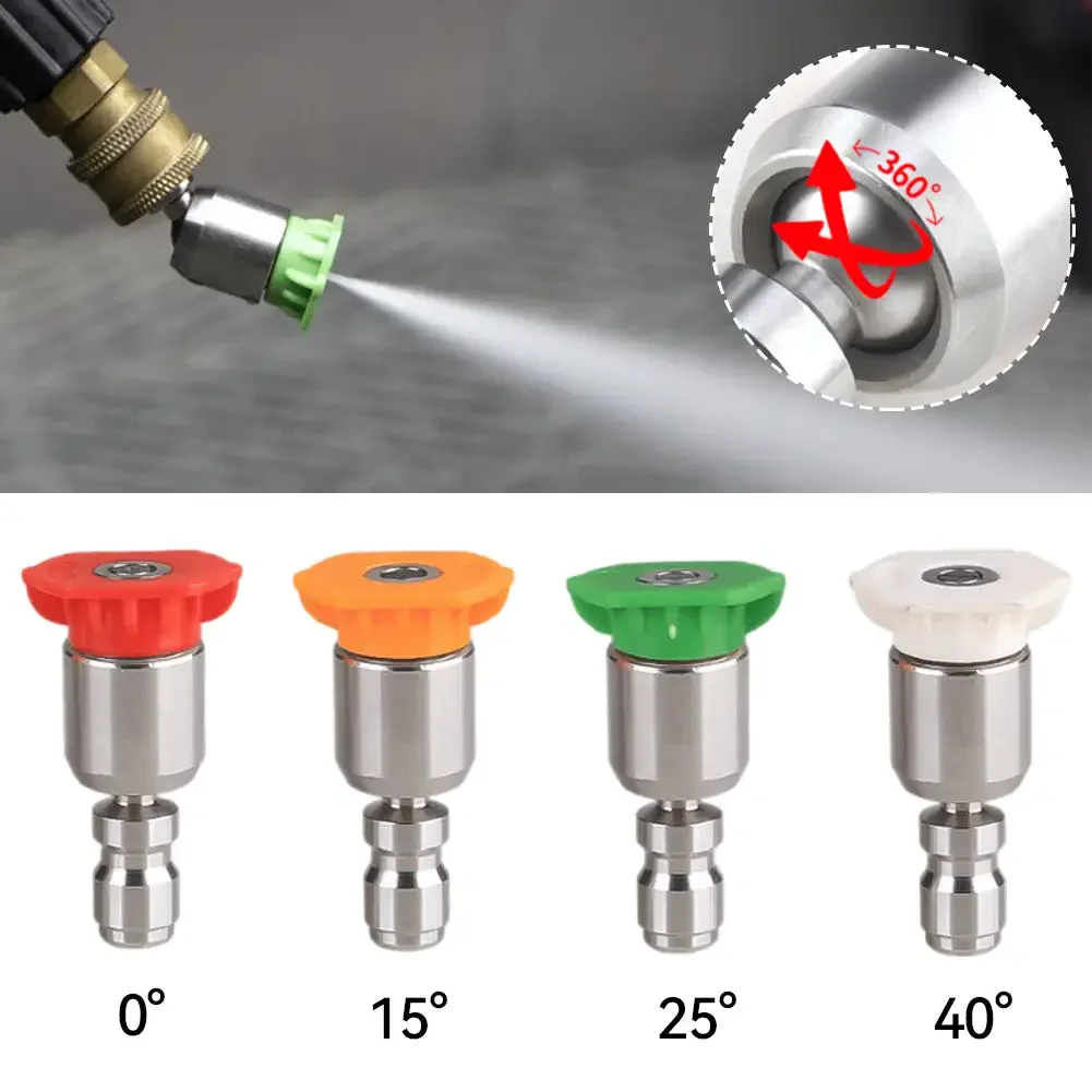 360° Rotatable Pressure Washer Nozzle Tips Kit for 1/4 Quick Connect 4000 PSI Multiple Degrees (0、15、25、40) spray nozzles