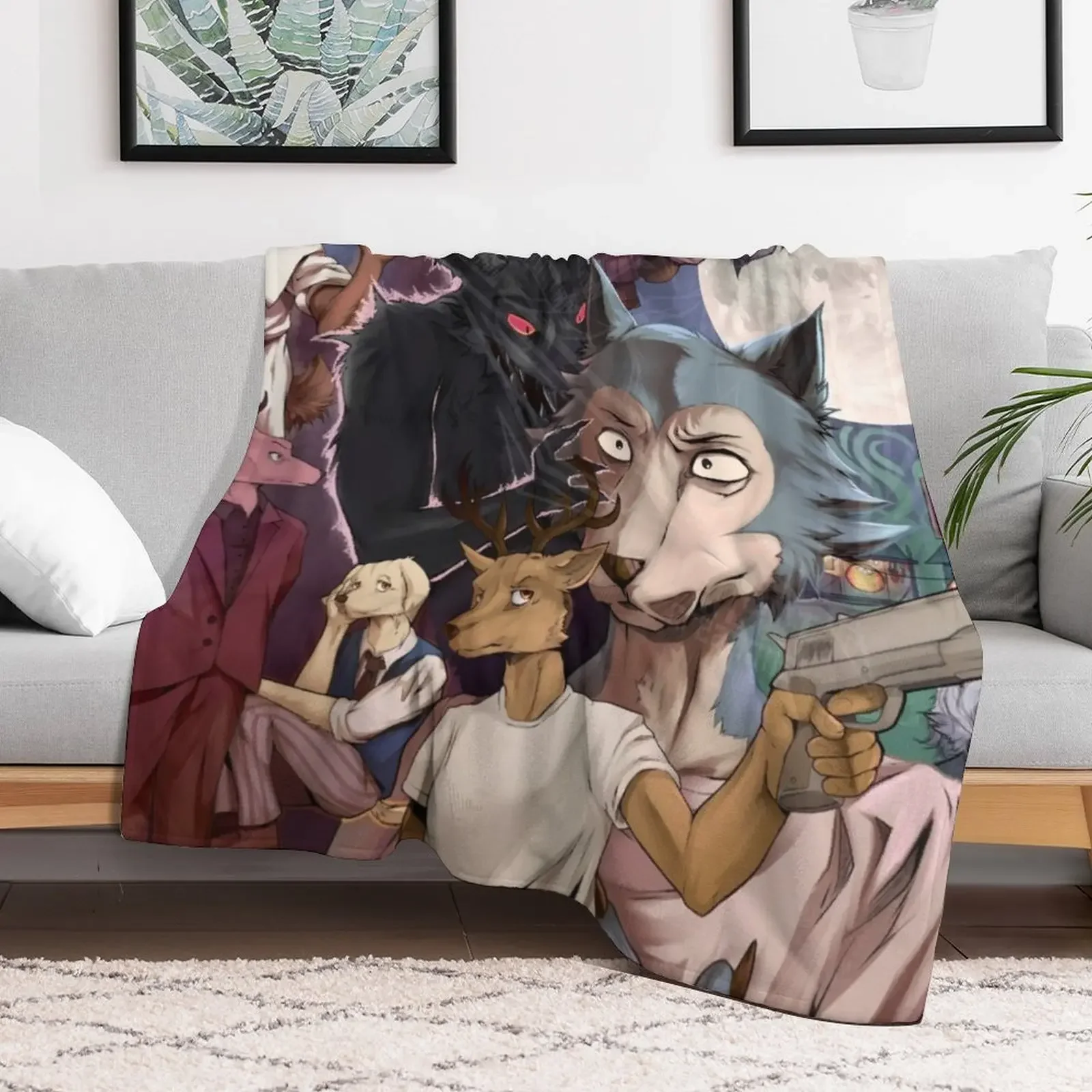 Beastars Anime Throw Blanket Flannel Fabric For Decorative Sofa Soft Hairys Blankets