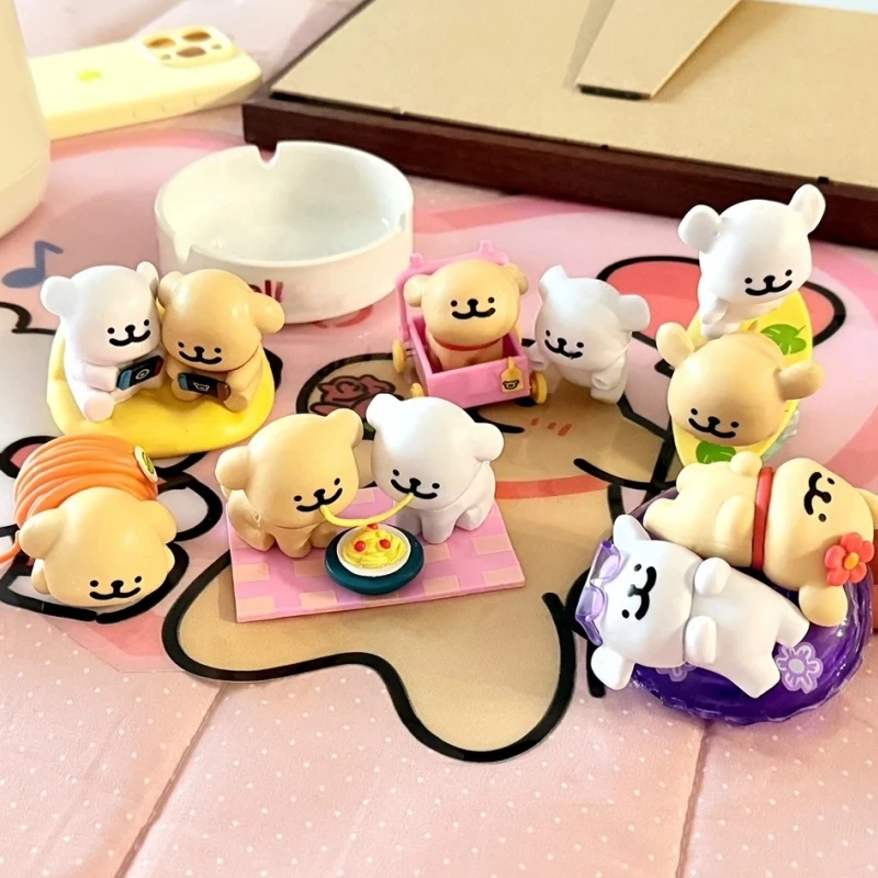 Boîte aveugle de la série maltais joyeuse Kawaii, poupées d'action de chien, jouet d'ornement de bureau pour Fans, cadeaux de noël et d'anniversaire pour enfants