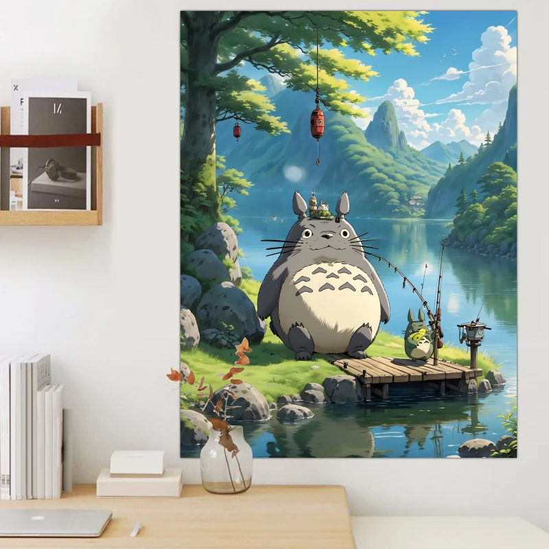 توتورو ميازاكي هاياو الكرتون شفاء أنيمي خلفية القماش شنقا القماش Ins غرفة نوم عنبر غرفة المعيشة الديكور نسيج #4
