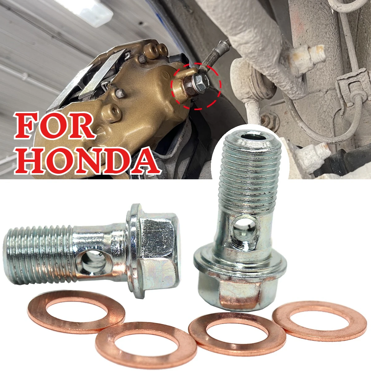 Left Rear Right Caliper Hose Lines Banjo Fittings Bolts Copper Sealing Crush Washers Repair Kit For Honda Civic FN2 Jazz MK2 MK3