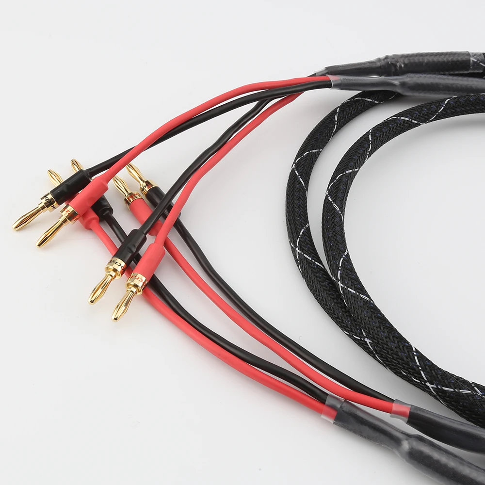 New Audiocrast Hifi 6N Pure copper Speaker Cables Banana Plug 2 to 2 Connector Audio Amplifier CD DVD Player Speaker Cable