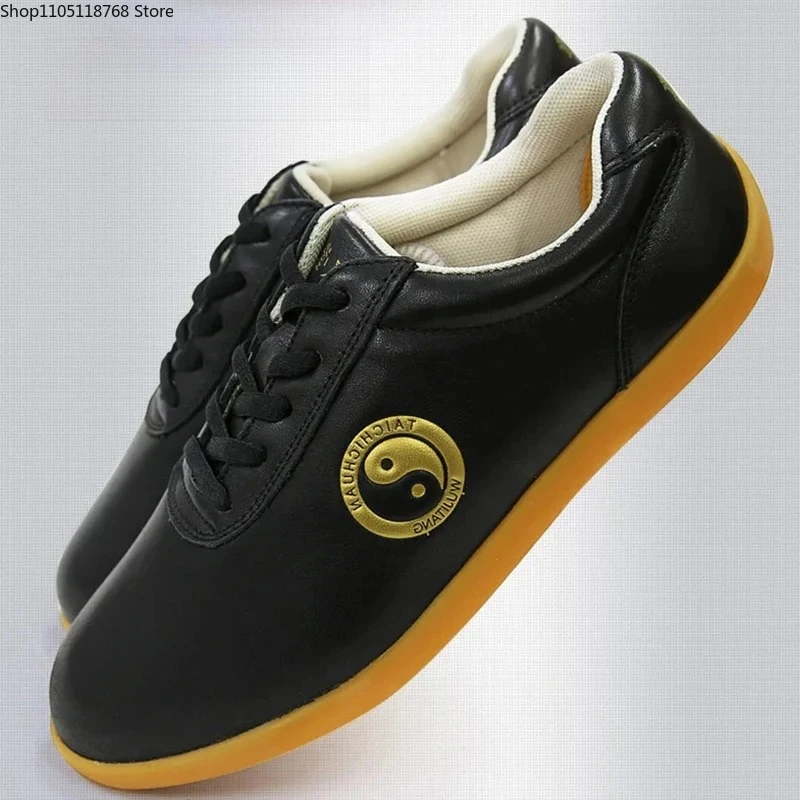 Tai Chi Shoes Martial Arts Shoes Genuine Leather Premium Cowhide Lightweight Non Slip Wushu Shoes Taiji Practice Footwear