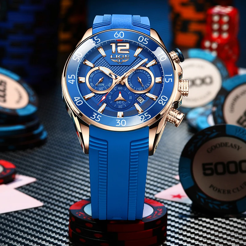 

Мужские часы LIGE Luxury Top Man, LED-хронограф, отображение дня недели и даты, двойное время, кварцевые часы, наручные часы, reloj hombre