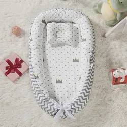 85*50cm Cotton Folding Baby Portable Crib Bed Bumper Nest Infant Accessory Bed Crib with Pillow Infant Toddler Cradle