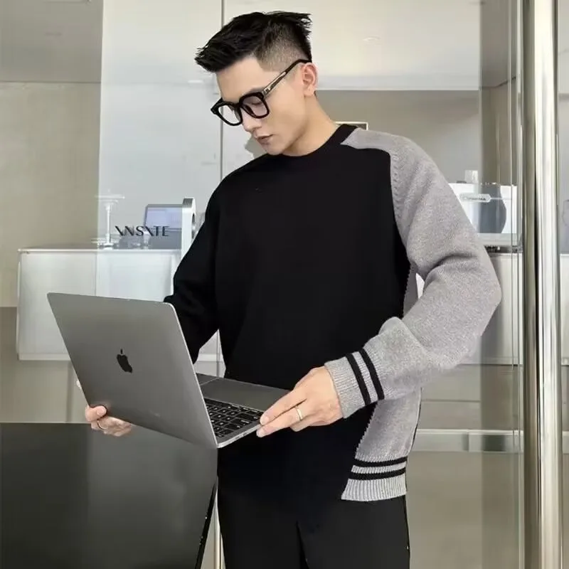 

Men's Loose Fit round Ne Knitted Sweater Color Blo Design Autumn Winter Polyester Fiber Casual Comfortable Top