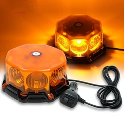 Amber COB Car Emergency Strobe Beacon Lights Vehicles Roof Rotating Flashing Warning Light Mini Police Hazard Signal Lamp 12~24V