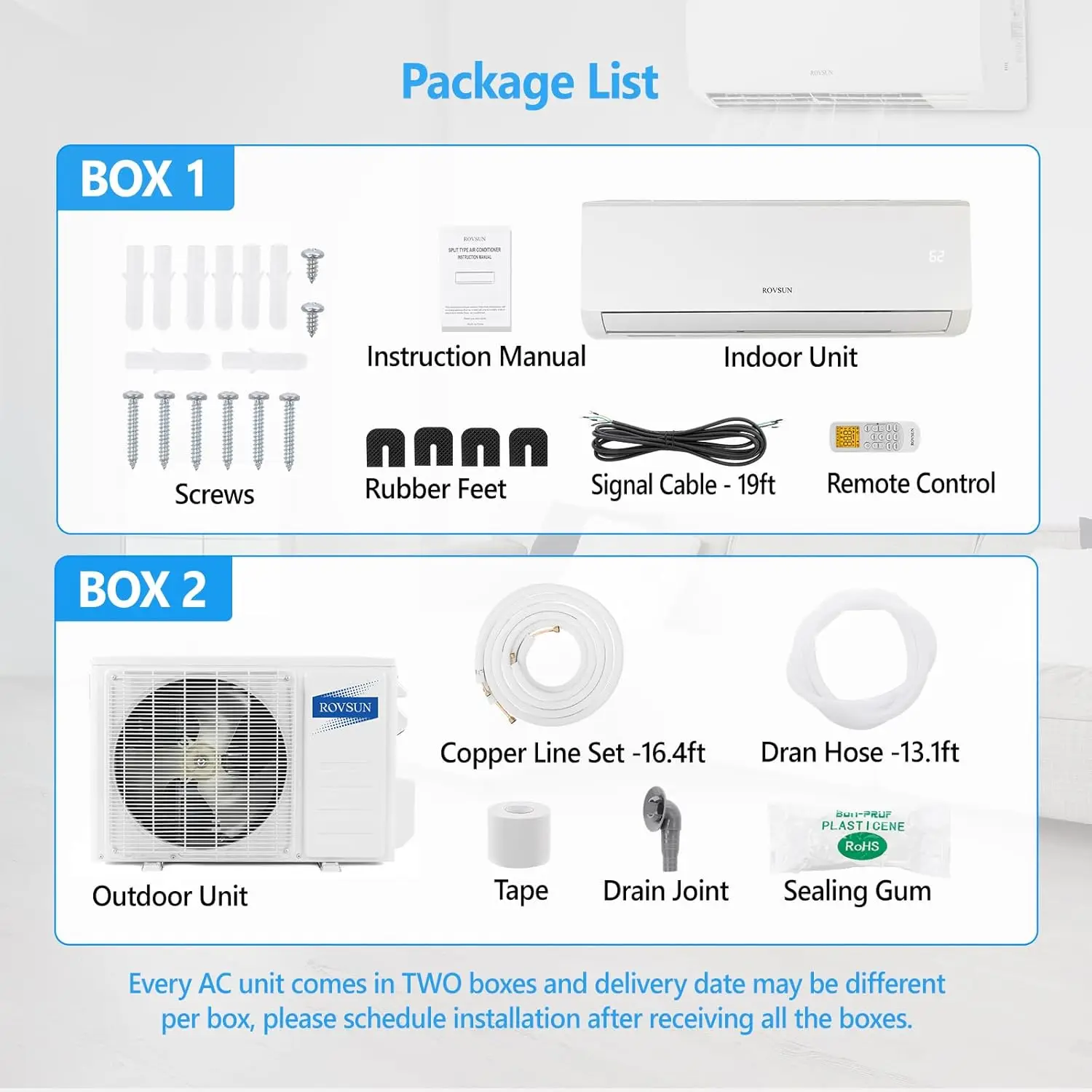 Mini climatiseur et chauffage Wi-Fi 9000BTU, 19 SEER 115V, onduleur à économie d'énergie, unité murale AC sans conduit