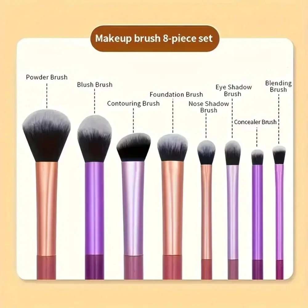 8pcs Makeup Brush Kit Soft Synthetic Hair Make Up Brushes Foundation Sculpting Concealer Blush Eyeshadow Cosmetic Makeup Tools