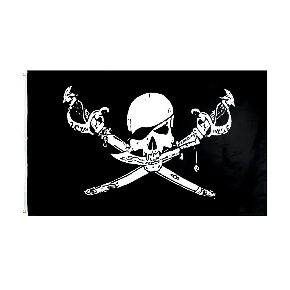 Pirate Flag Double Stitched Jack Rackham Skull Bone Pirate Flags Banners with Brass Grommets Halloween Theme Party Outdoor Decor