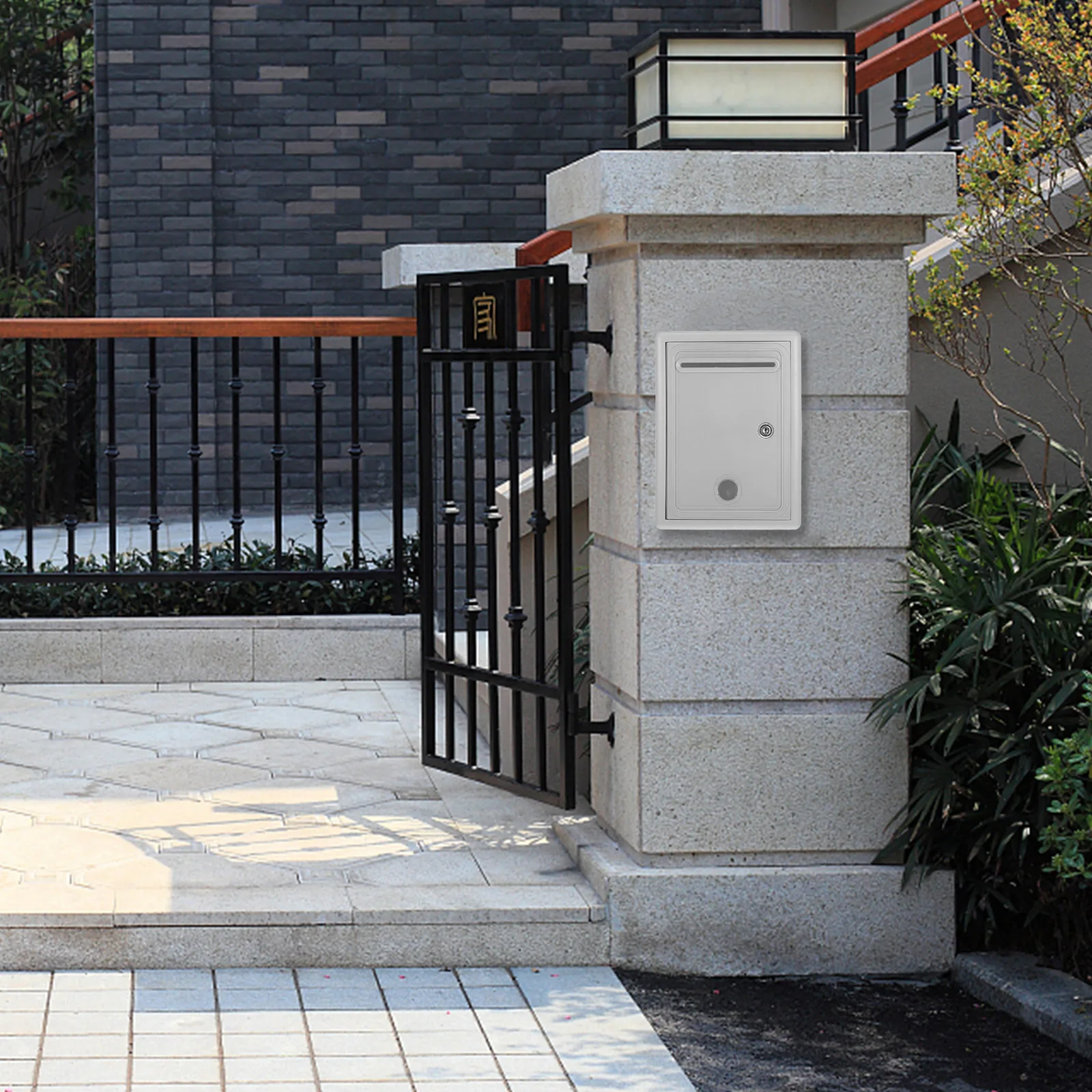 Wall Mount Grey Suggestion Box Letter Storage Donation Collection Container Metal Plastic Slot