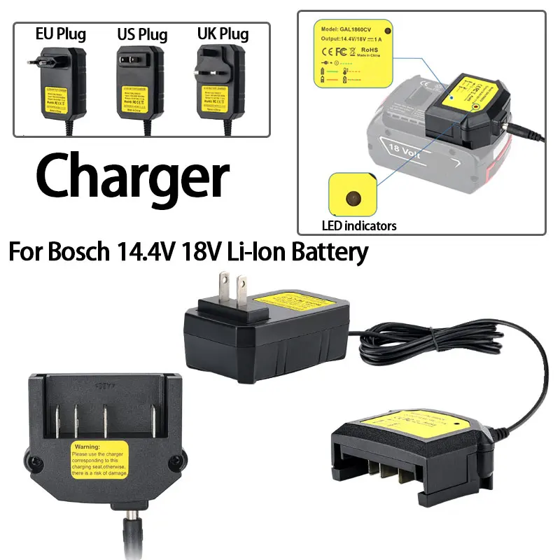 Compatible with For Bosch 14.4-18V Li-ion Battery Portable Battery Replacement Charger GAL1860CV Lithium Battery Charger Adapter