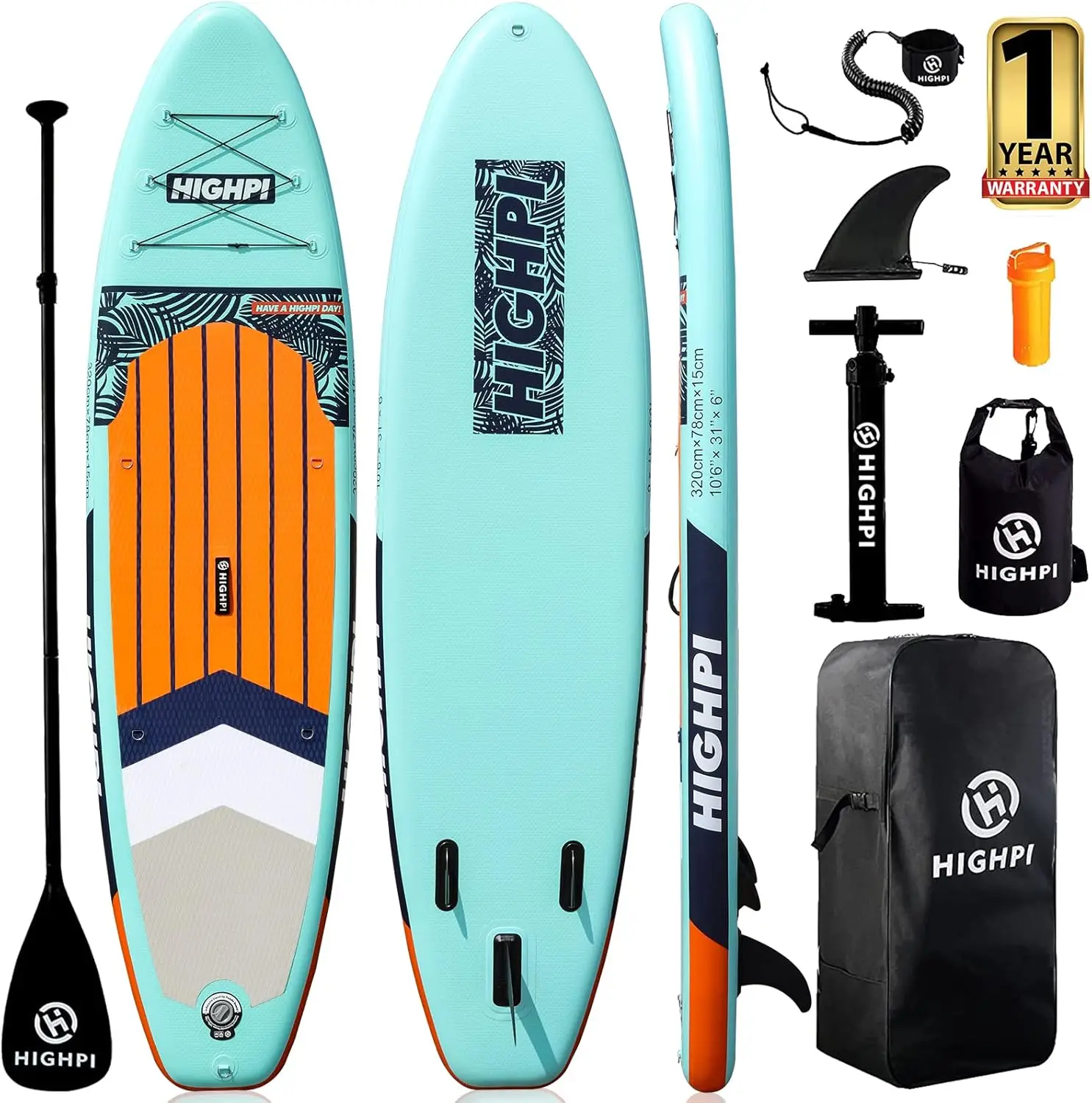 Inflatable upright paddle board 10'6 ''/11 'premium accessories and backpack, wide stance, surfing control, anti slip deck