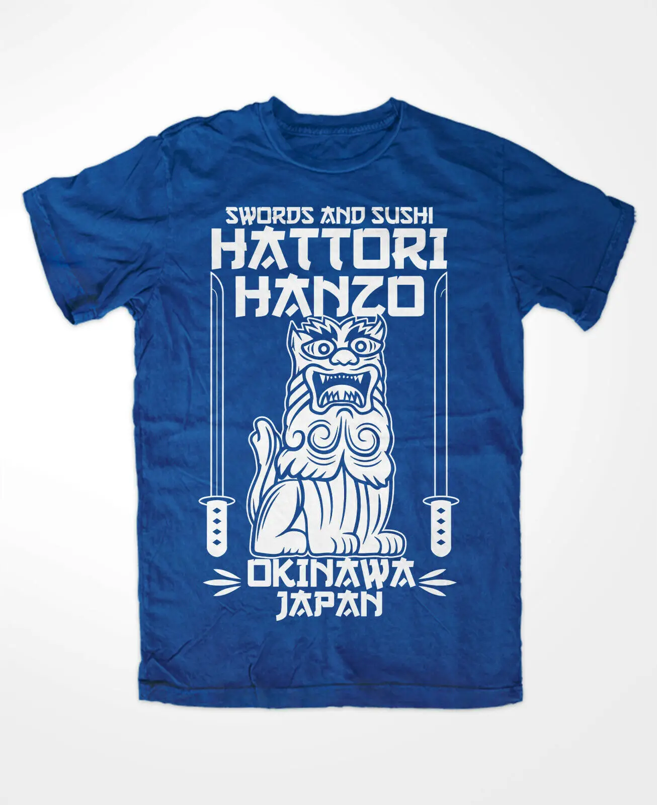 Hattori Hanzo T Shirt BLUE Swords and Sushi Kill Bill Okinawa Japan tarantino