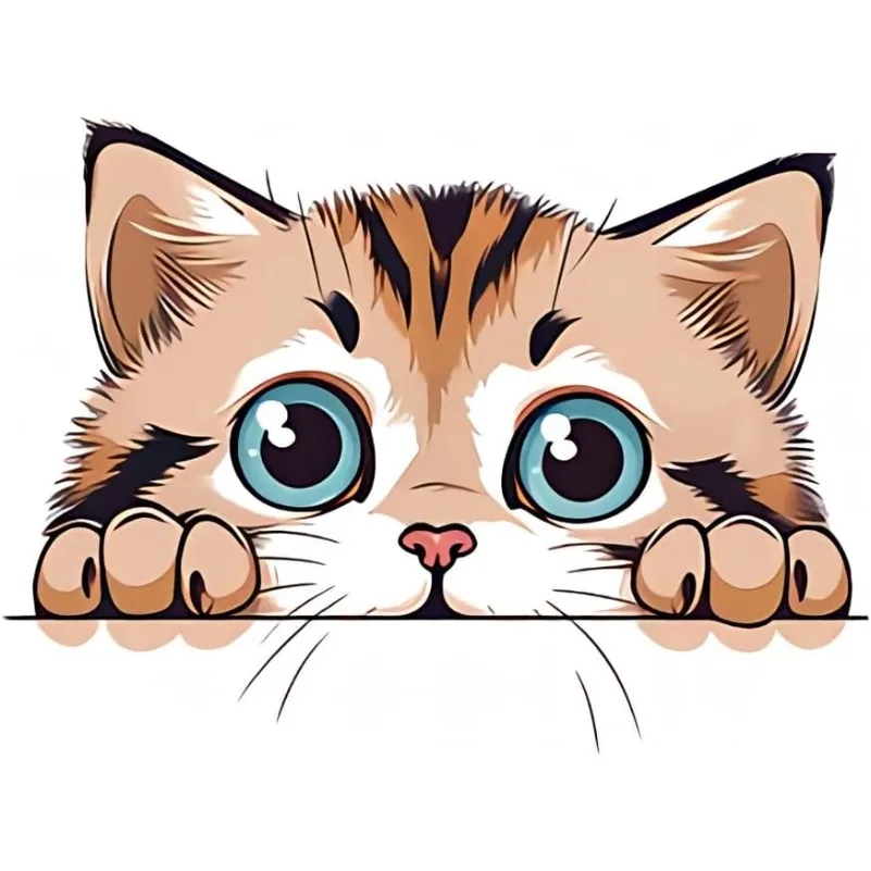 

1pc Cute Peeking Cat Vinyl Sticker, Waterproof Decal for Car Window Rearview Mirror Laptop Helmet