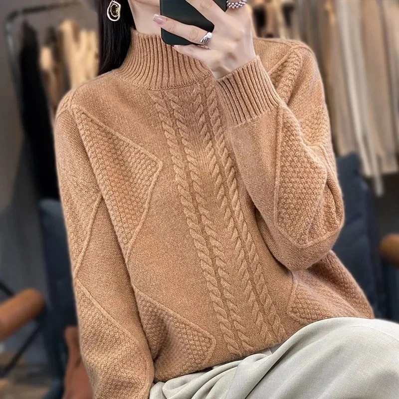 Turtleneck Sweater Women Fashion 2024 New Stretch Tops Women Knitted Pullovers Long Sleeve Bottoming Knitted Sweater