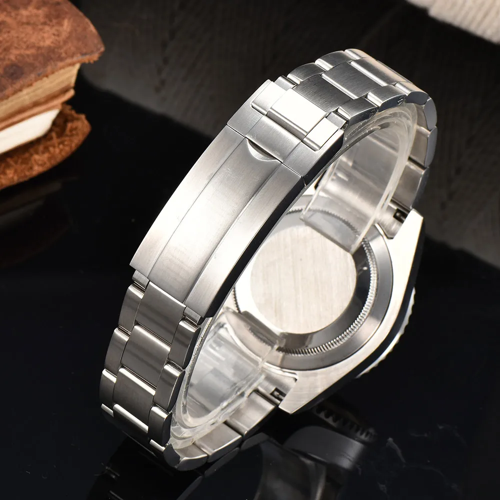 GMT watch case 40MM Bidirectional rotation sapphire glass fit NH-34 movement fit 28.5-29mm dial parts 5Bar Slide Buck