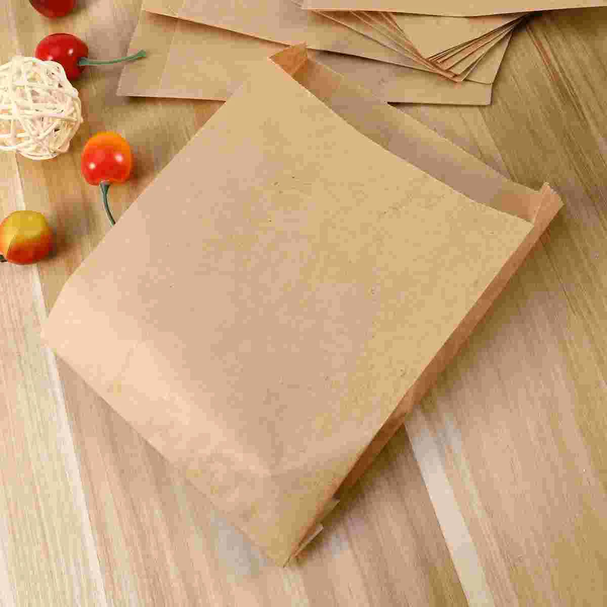 

100Pcs Large Size Grease-proof Kraft Paper Bag Kraft Paper Bags for Snacks food paper bags retro paper bags
